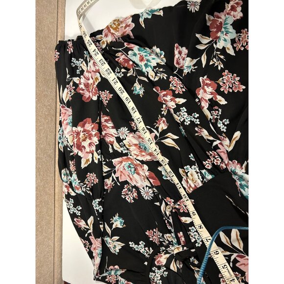 Altar'd State Floral Long Sleeve Blouse S Black Multicolor Polyester Women's Top - Picture 11 of 12